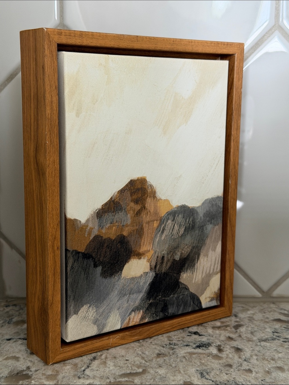 Neutral Mountain Canvas Art in Cream, Brown & Gray